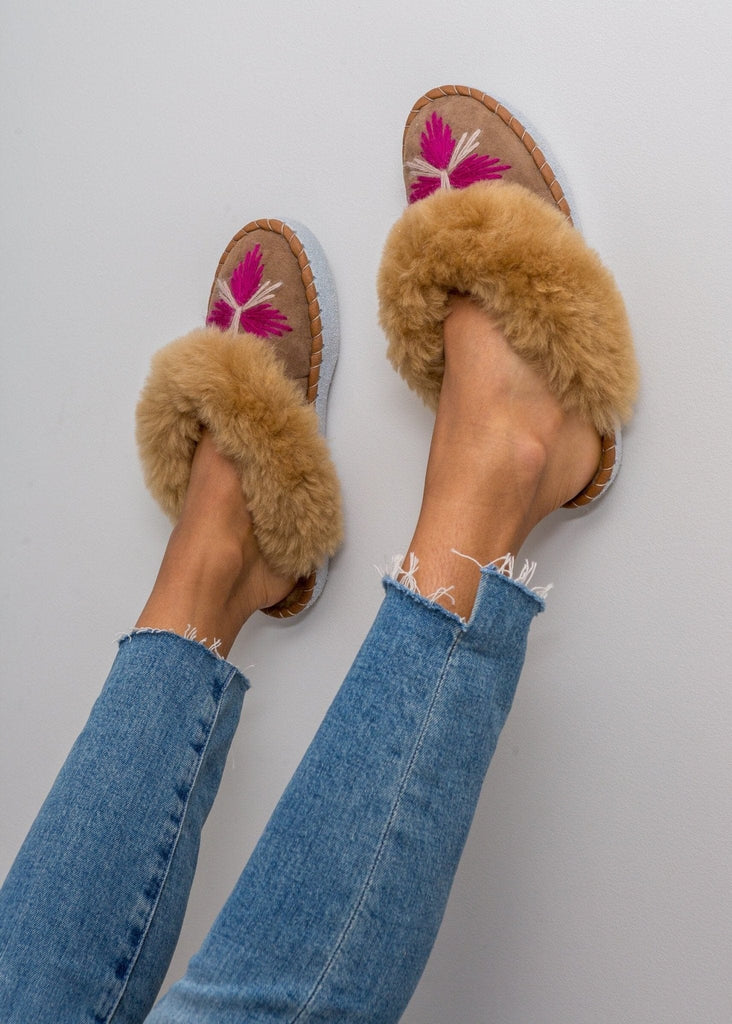 real fur slippers