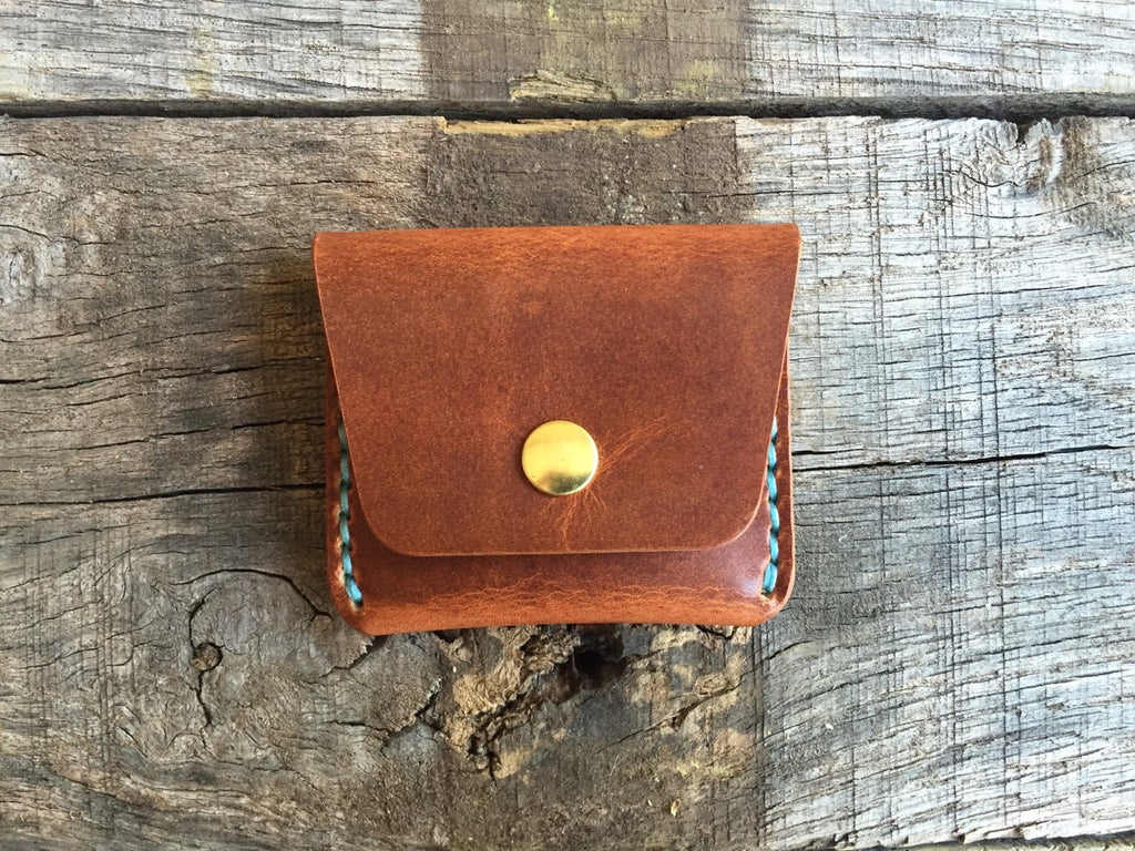 tan leather coin purse