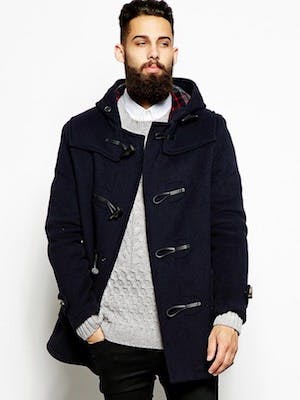 men's navy blue peacoat