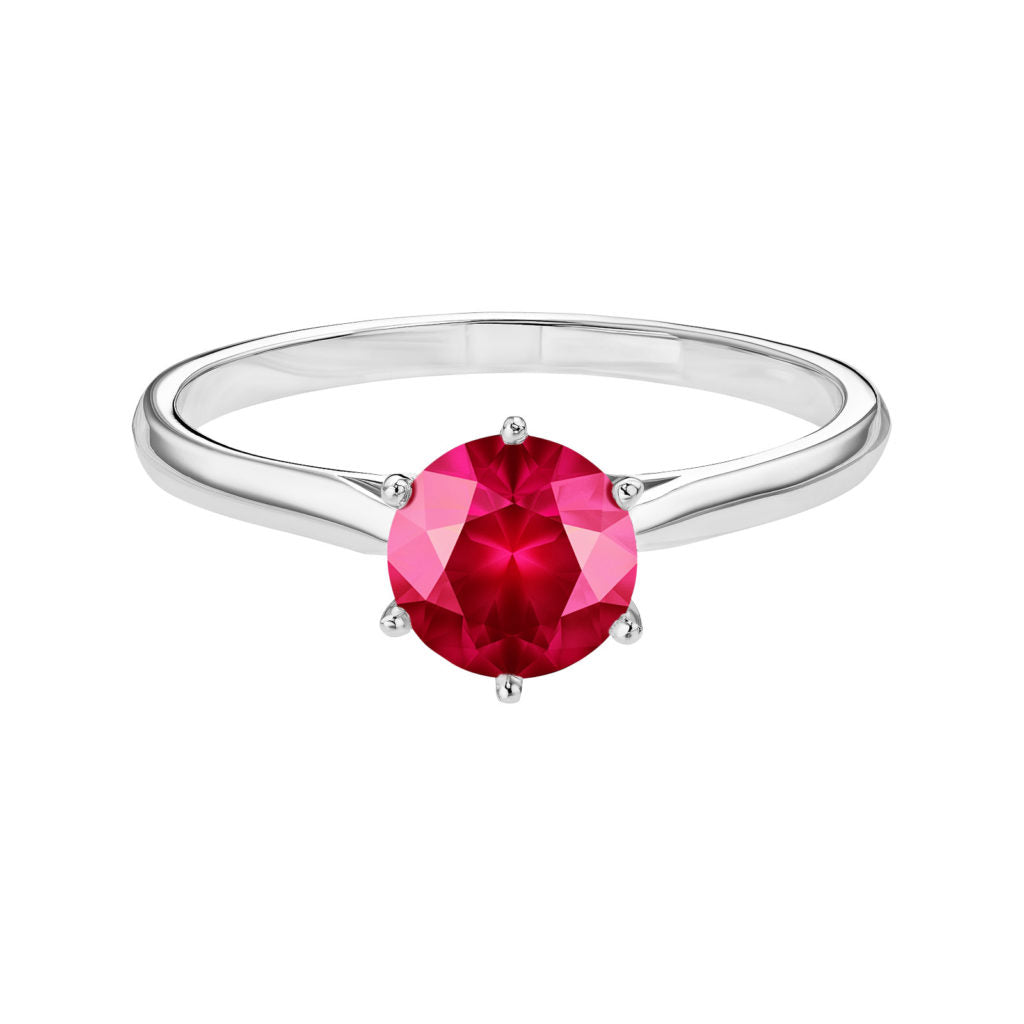 bague femme or blanc rubis gemmyo rouge