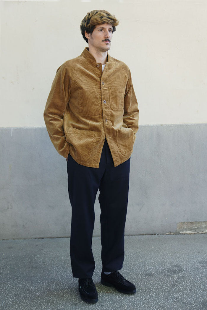 man in corduroy work jacket