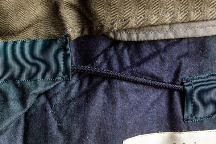 interior of jacket drawstring