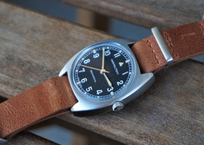 Hamilton military watch brown leather strap