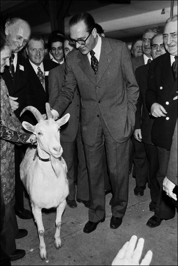 Chirac costume and goat