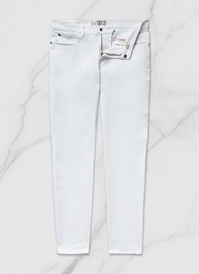 white fursac jeans