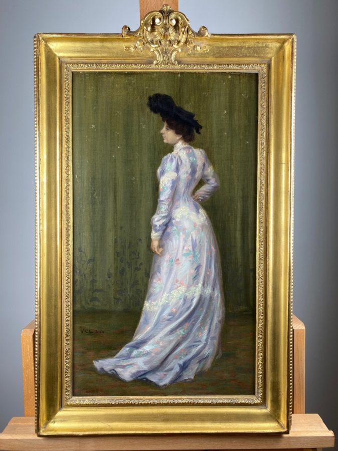 painting oil on canvas elegant woman gabriel marie chanteau