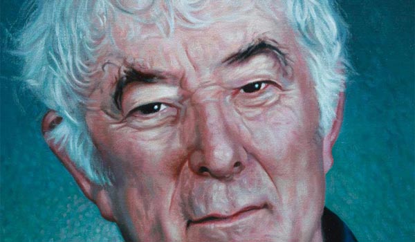 Close up of Vincent Keeling's painting of Seamus Heaney