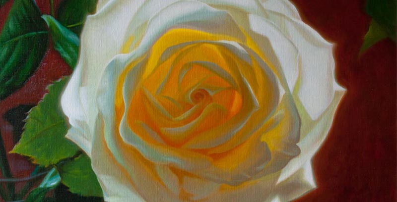 A close up picture of my painting called Solar Rose II