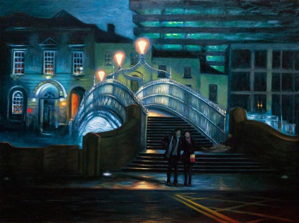 oil painting of the hapenny bridge in Dublin, Ireland