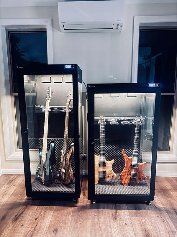 CDD 450 CDD 400 Dry Guitar Cabinet with Dingwall Warrick Bass and Strandberg Guitar