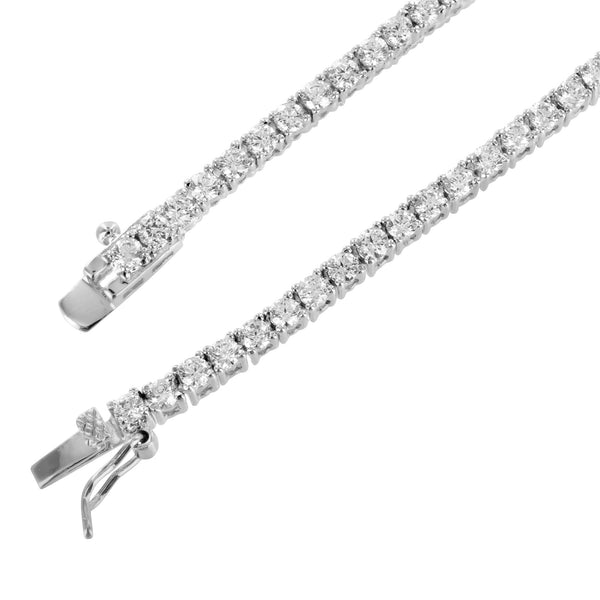 14k White Gold Finish Lab Diamond Tennis Link Solitaire Necklace ...