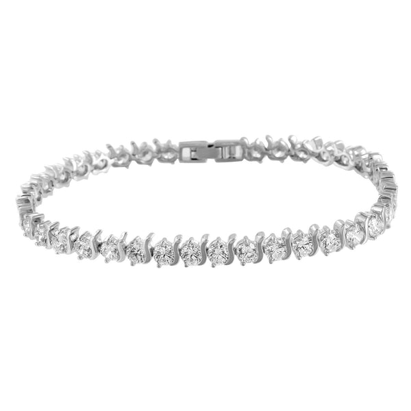 Womens Tennis Design Bracelet Solitaire Round Link Lab Diamond White G ...