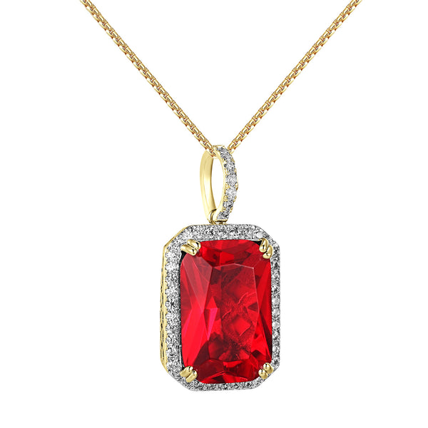 Red Ruby CZ Pendant 14k Gold Finish Iced Out Hip Hop Rick Ross Steel B ...
