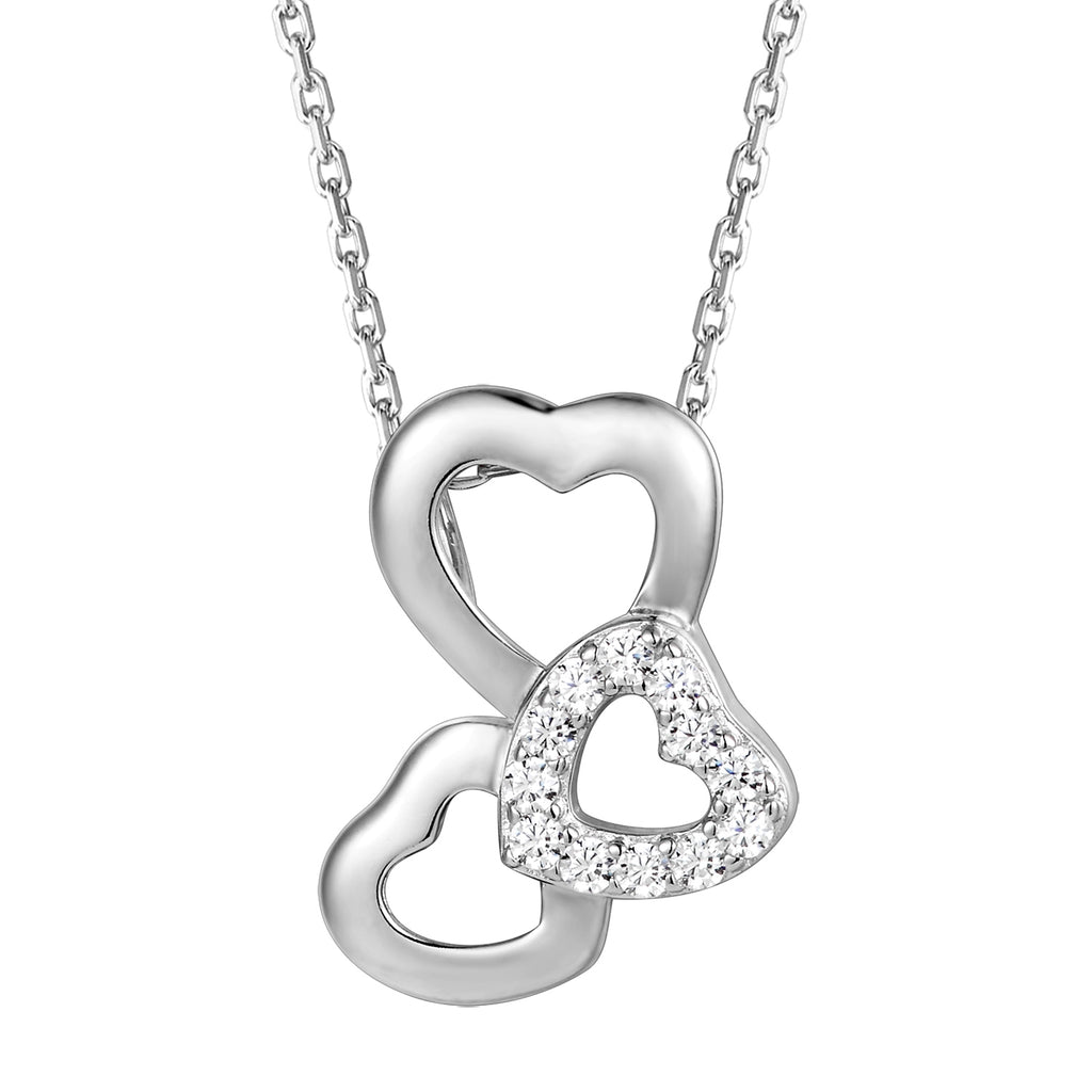 Women's Triple Heart Love Small Sterling Silver Pendant Chain | Master ...