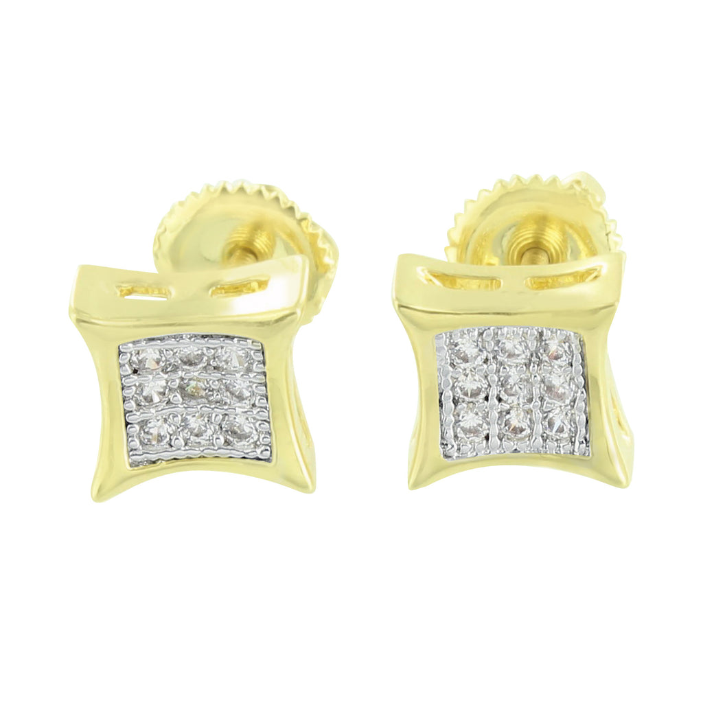 Kite Shape Gold Earrings 14K Finish Lab Diamonds Mens | Master of Bling