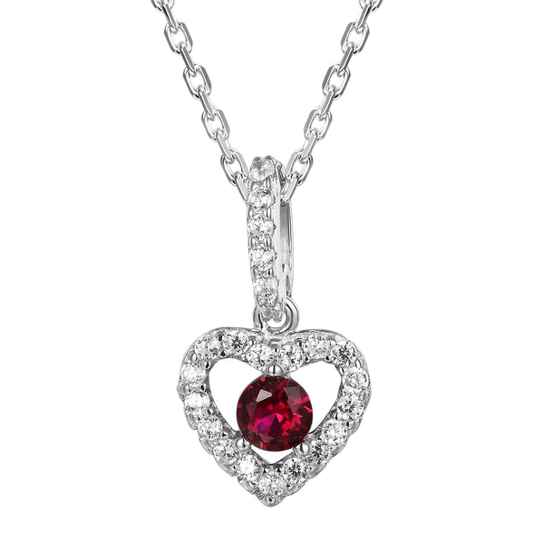 Red Ruby Solitaire Silver Mini Heart Pendant Set Valentine's | Master ...