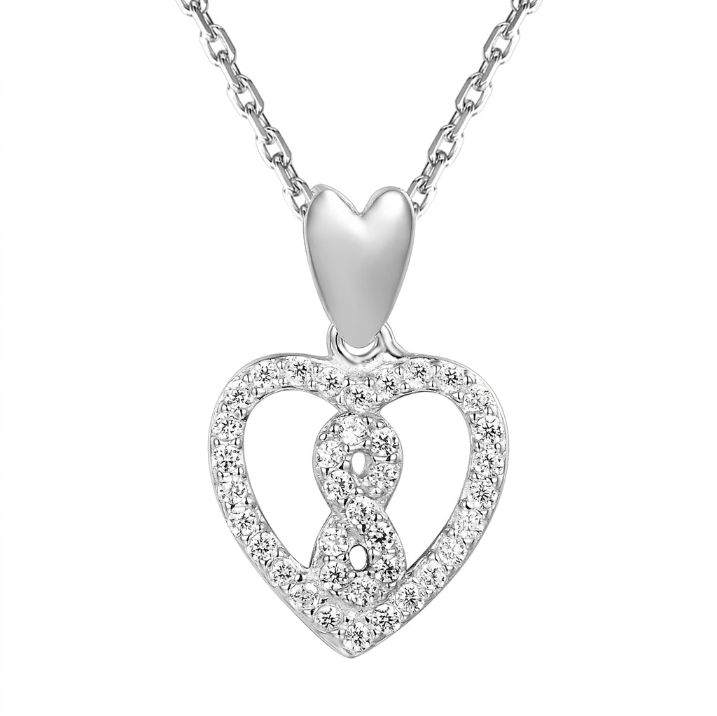 Sterling Silver Infinity Symbol Solitaire Heart Pendant Valentine's ...