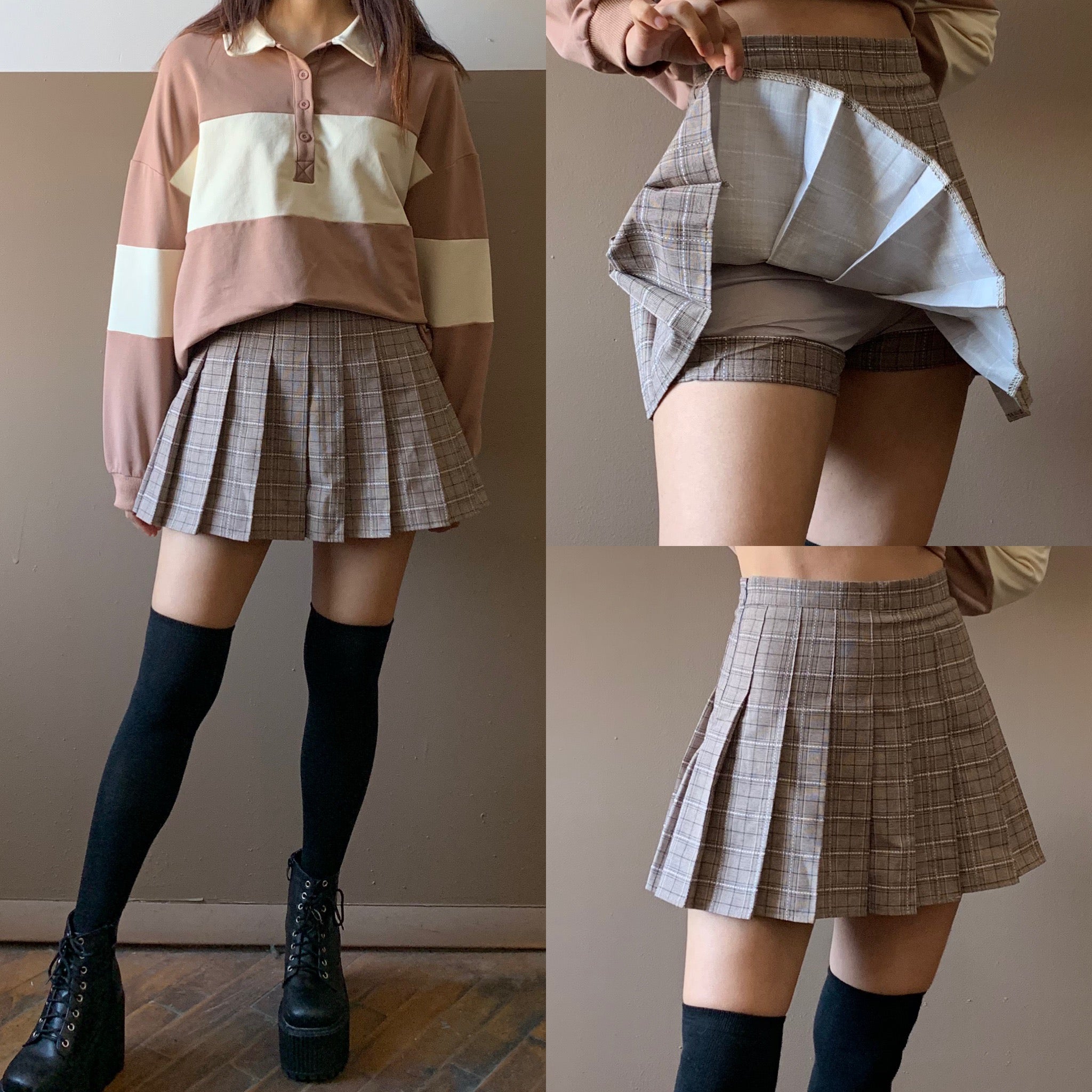 aesthetic skirt plaid pleated outfits outfit kawaii preppy grunge skirts kokopiecoco uniforme scolaire filles earthy soft chicas ropa tenues mode