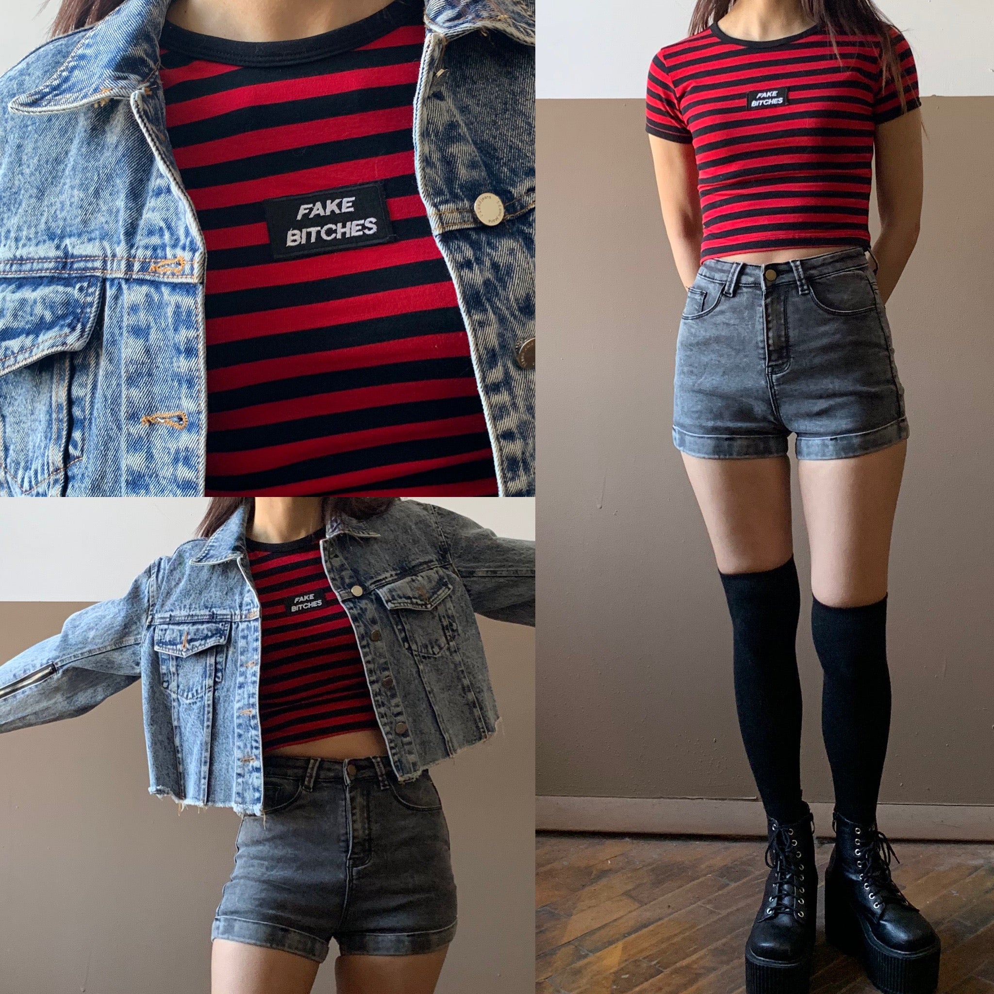 striped crop top outfit