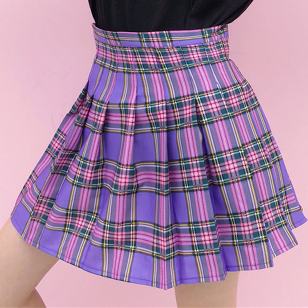 purple skirt pleated