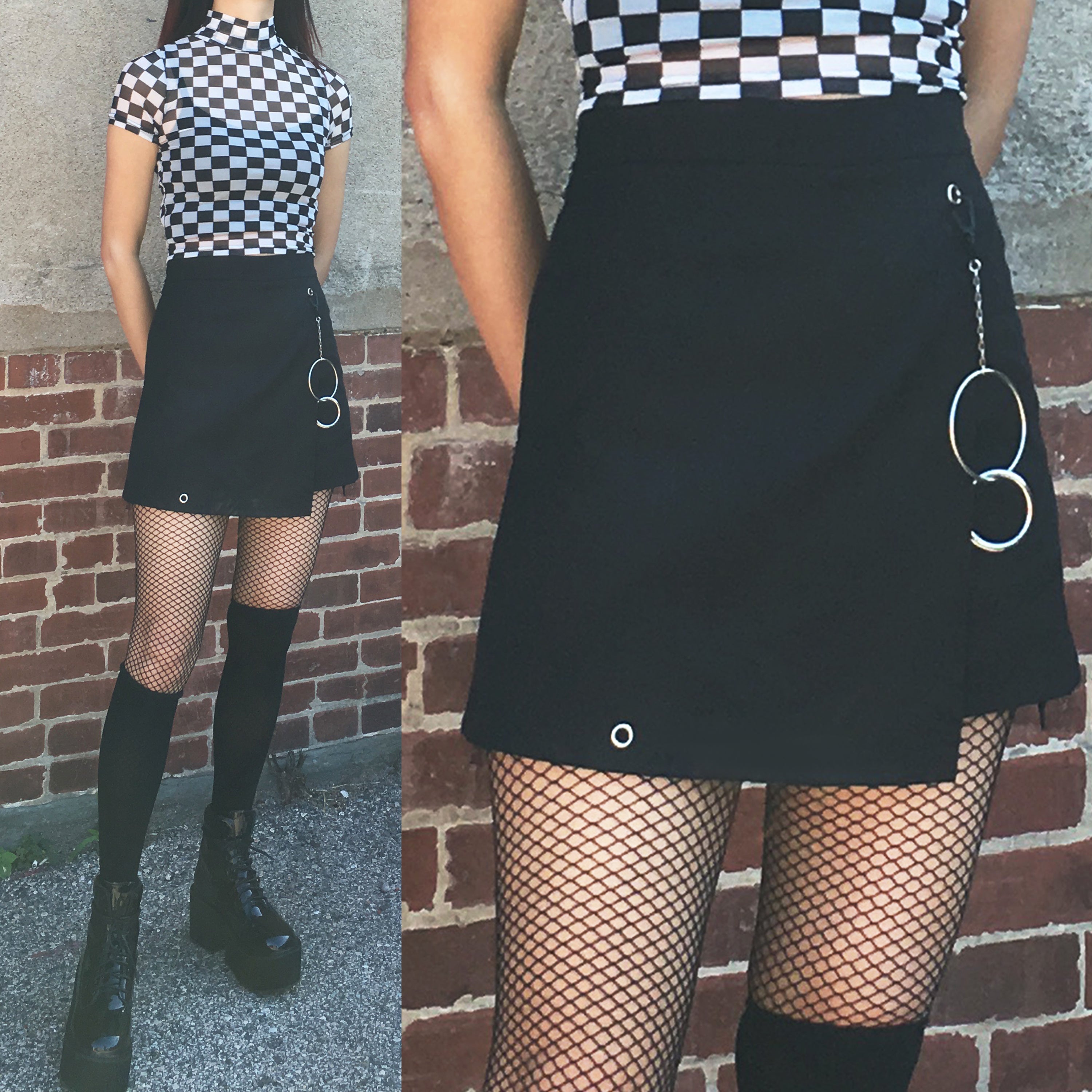 Goth High Waist A Line Skirt Kokopiecoco 