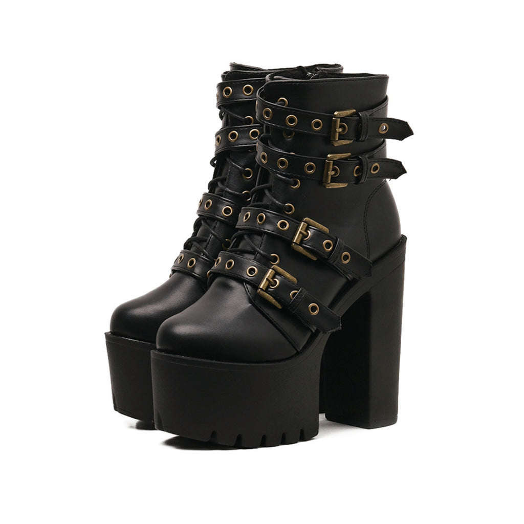 heeled moto boots