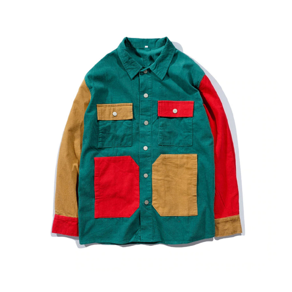 90s kids color block Unisex Button UP Shirt – kokopiecoco