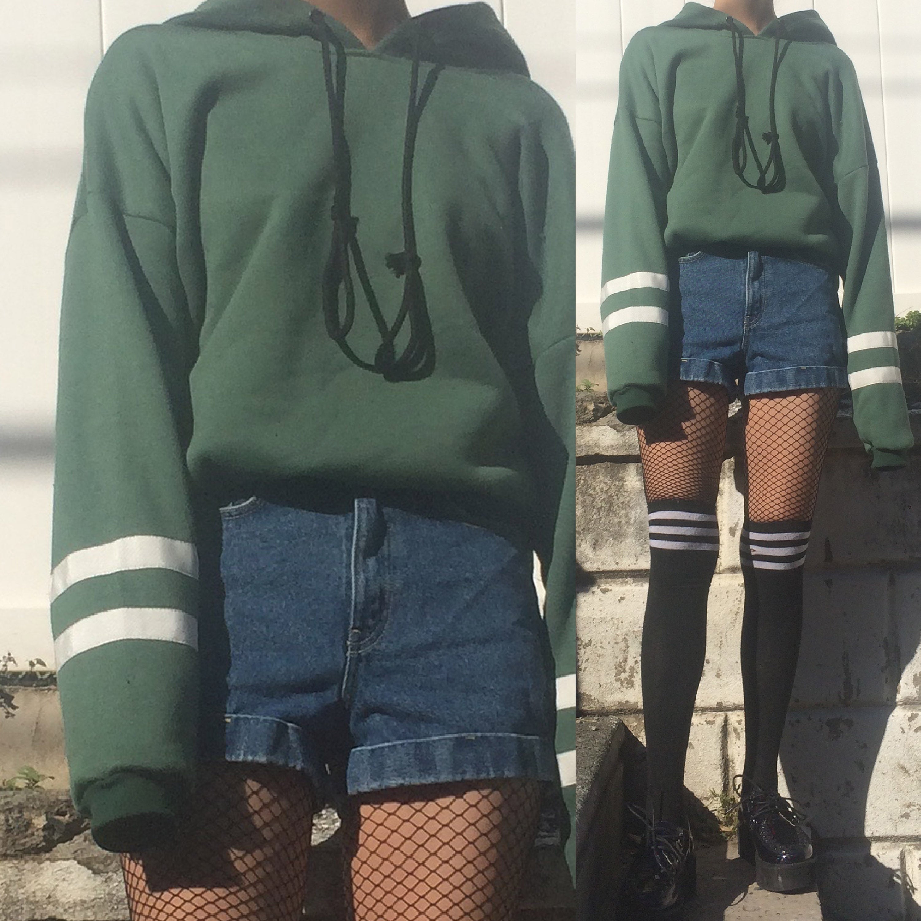 LIMITED ITEM 90S  VINTAGE  GRUNGE GREEN OUTFIT  TWO WHITE 