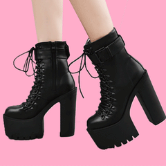 LACE UP HIGH TOP LONG KNEE GOTH PUNK 