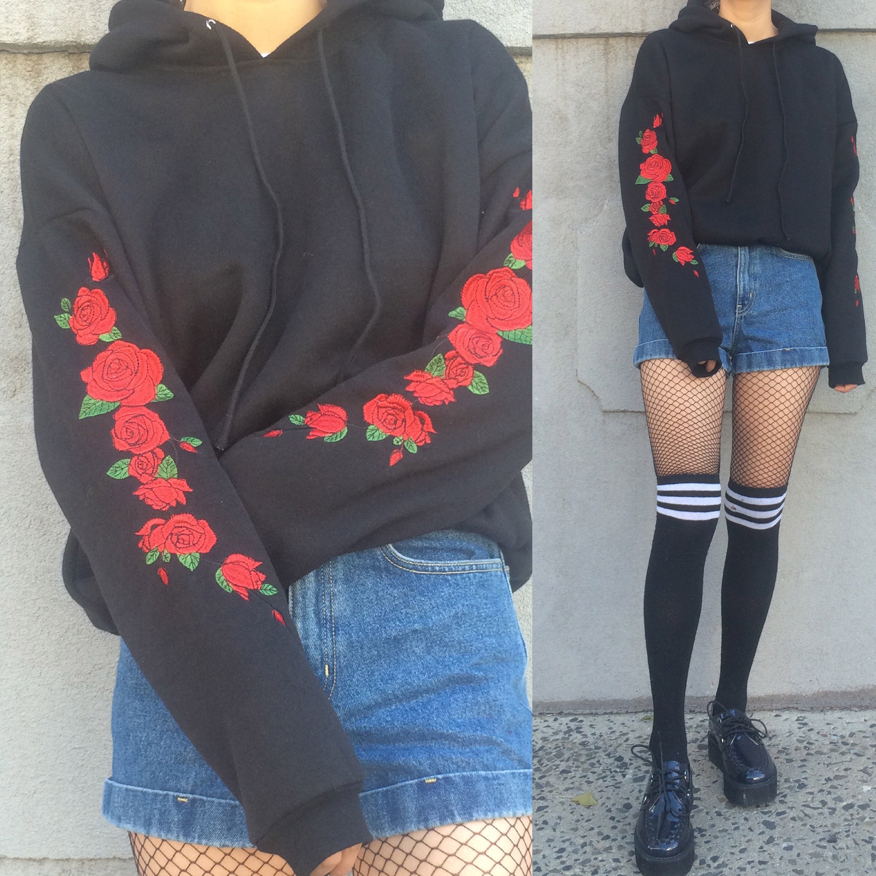 rose crop top hoodie