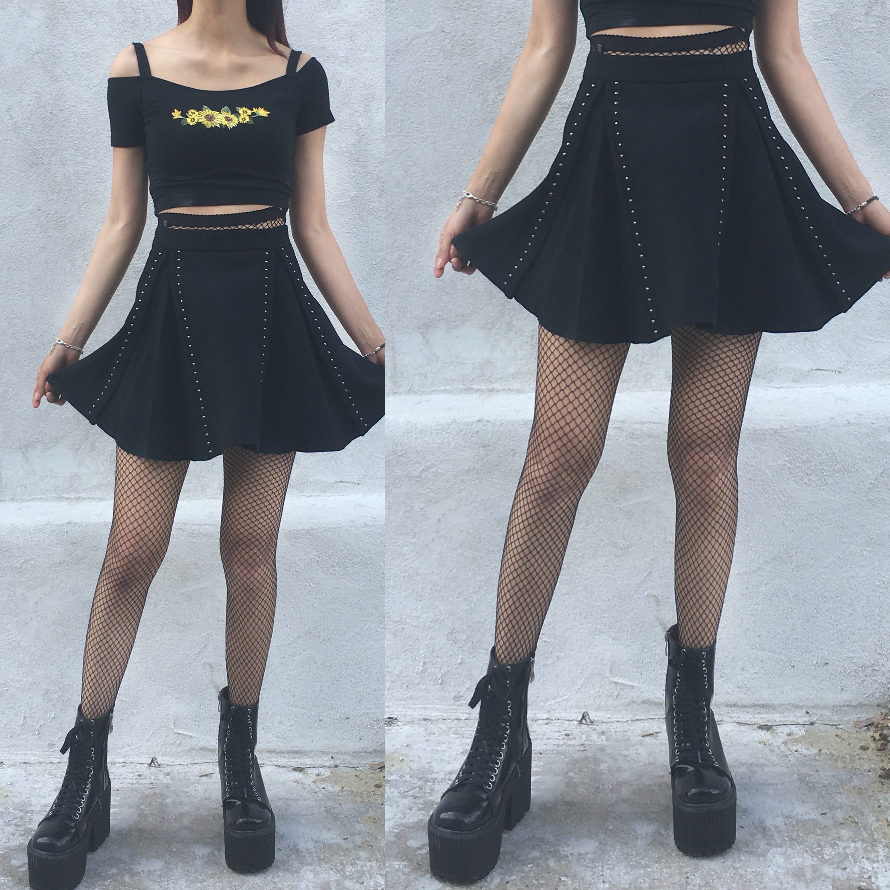 2018 Grunge Goth A Line Skirt Kokopiecoco 