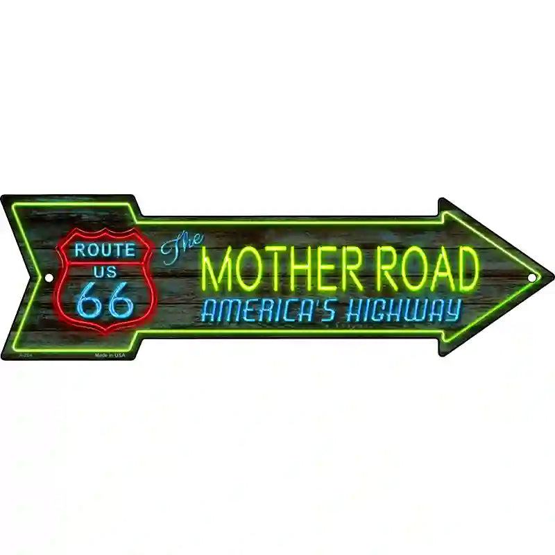 ROUTE 66 Mother Road Neon Novelty Metal Arrow Sign