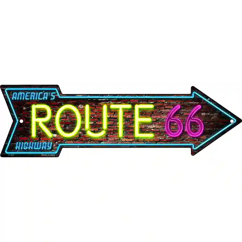 ROUTE 66 Neon Novelty Metal Arrow Sign
