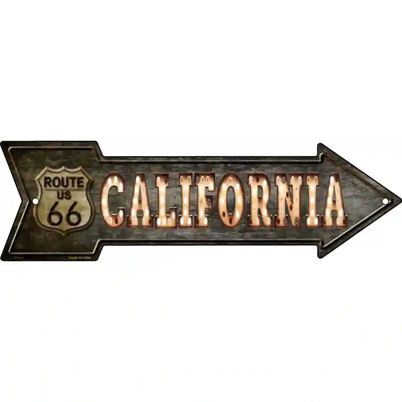 CALIFORNIA Route 66 Bulb Letters Novelty Metal Arrow Sign
