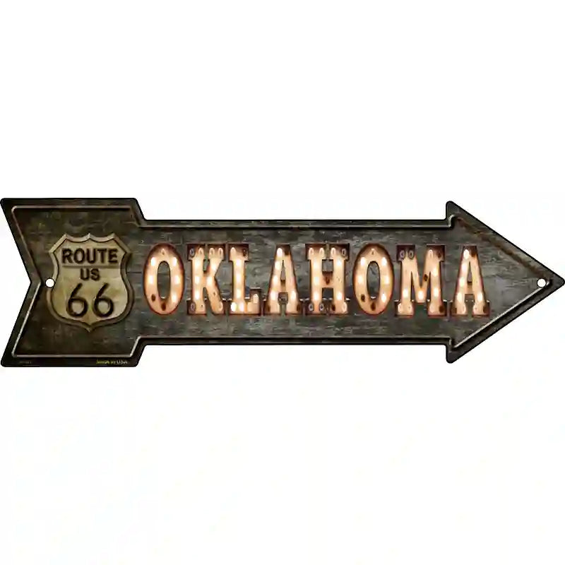 Oklahoma ROUTE 66 Bulb Letters Novelty Metal Arrow Sign