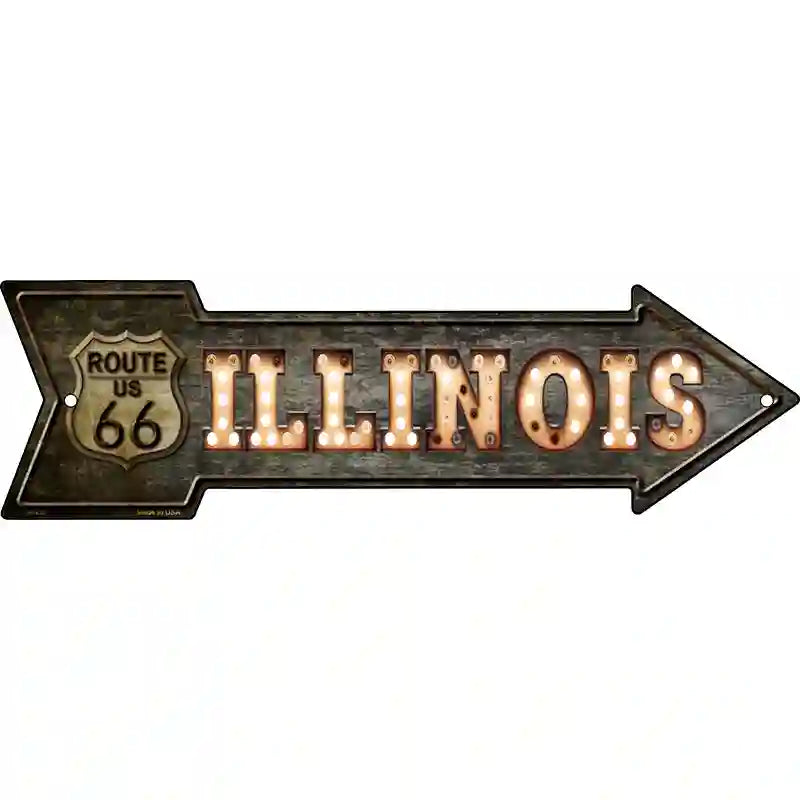 Illinois ROUTE 66 Bulb Letters Novelty Metal Arrow Sign