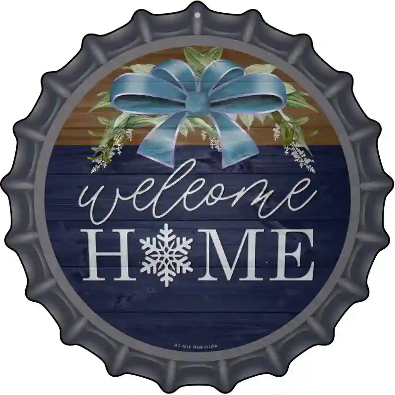 Welcome HOME Snowflake Novelty Metal Bottle Cap Sign