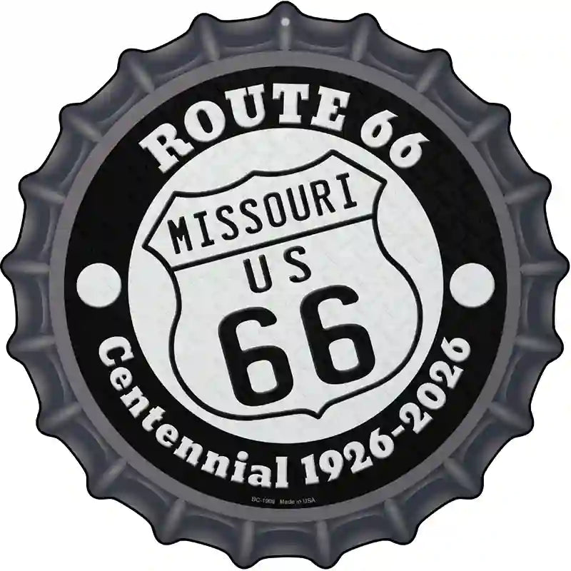Missouri ROUTE 66 Centennial Novelty Metal Bottle Cap Sign