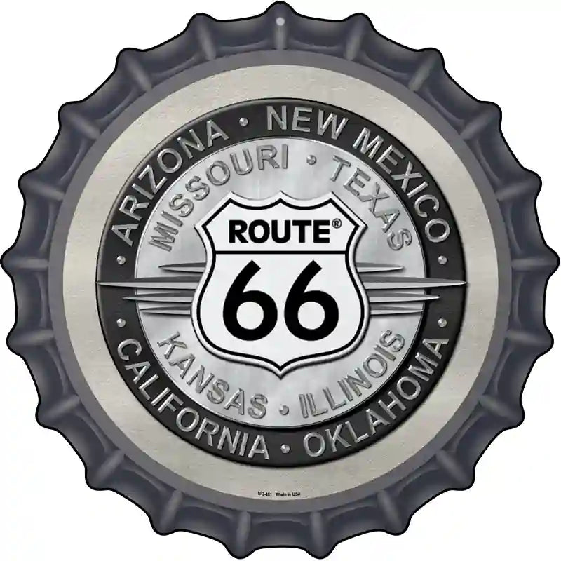 ROUTE 66 States Novelty Metal Bottle Cap Sign BC-481