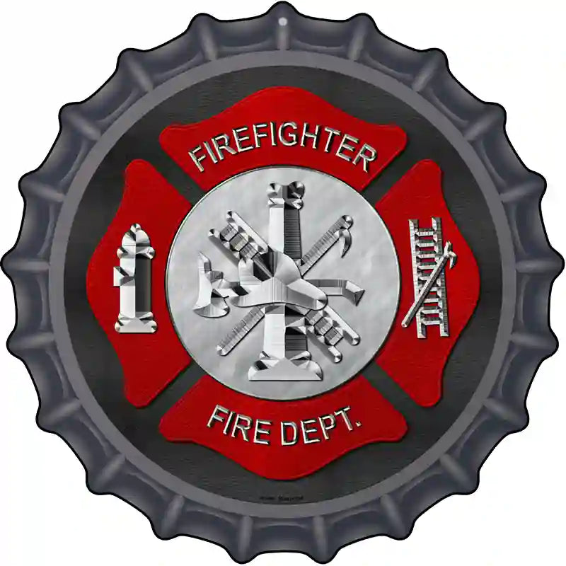 Firefighter Novelty Metal Bottle CAP Sign BC-484