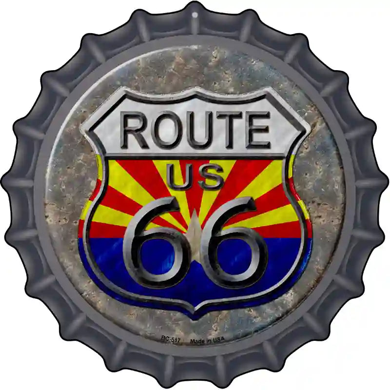 Arizona ROUTE 66 Novelty Metal Bottle Cap Sign BC-517