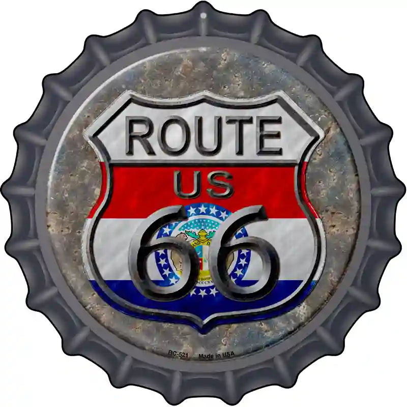 Missouri ROUTE 66 Novelty Metal Bottle Cap Sign BC-521