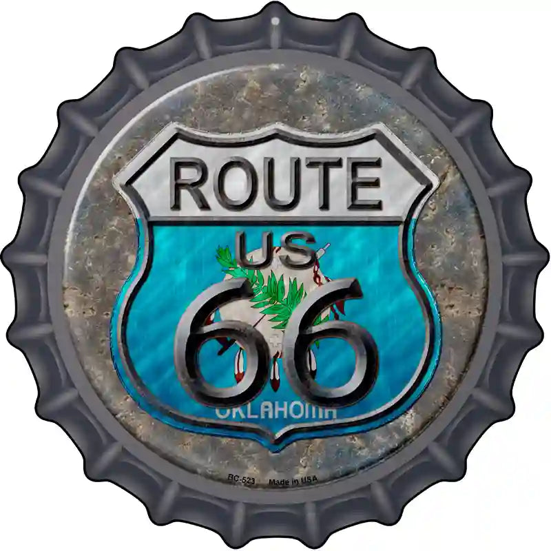 Oklahoma ROUTE 66 Novelty Metal Bottle Cap Sign BC-523