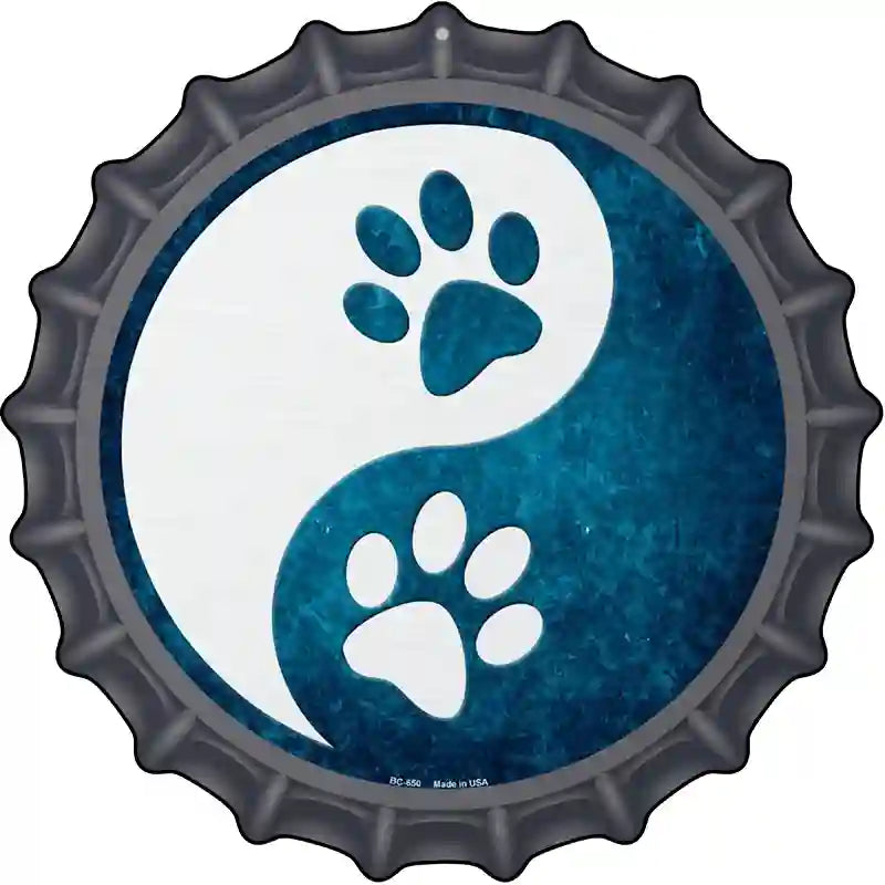 Yin And Yang With Paws Novelty Metal Bottle CAP Sign BC-650