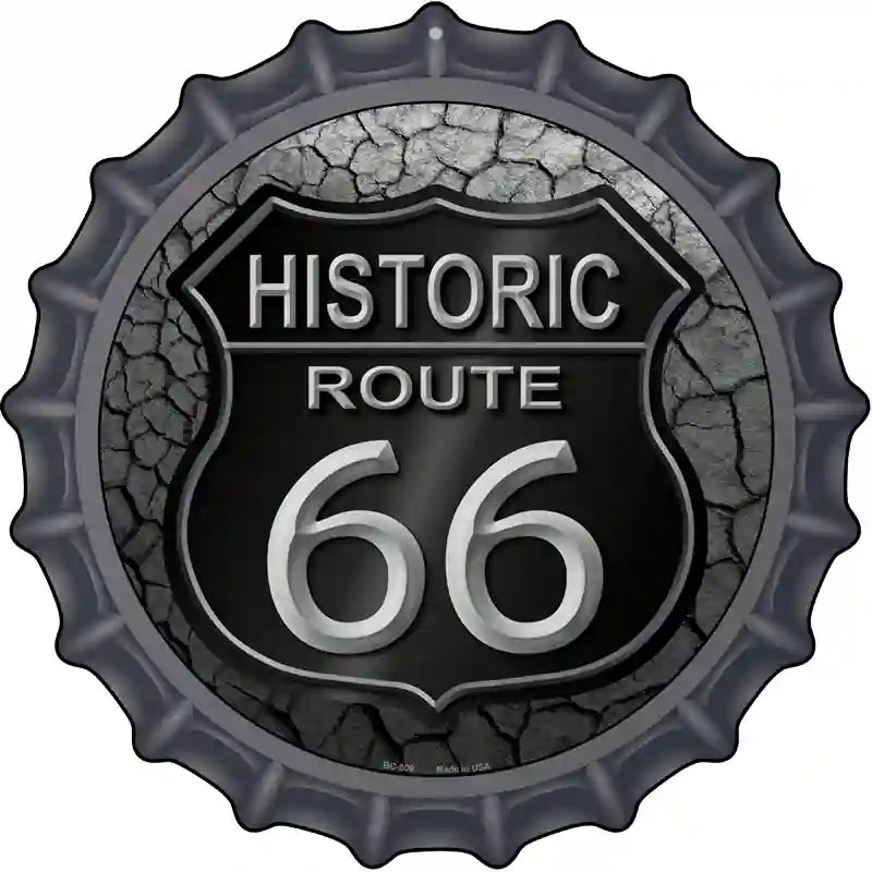 Historic ROUTE 66 Novelty Metal Bottle Cap Sign BC-809