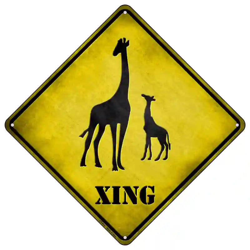 Giraffe Xing Novelty Metal Crossing Sign