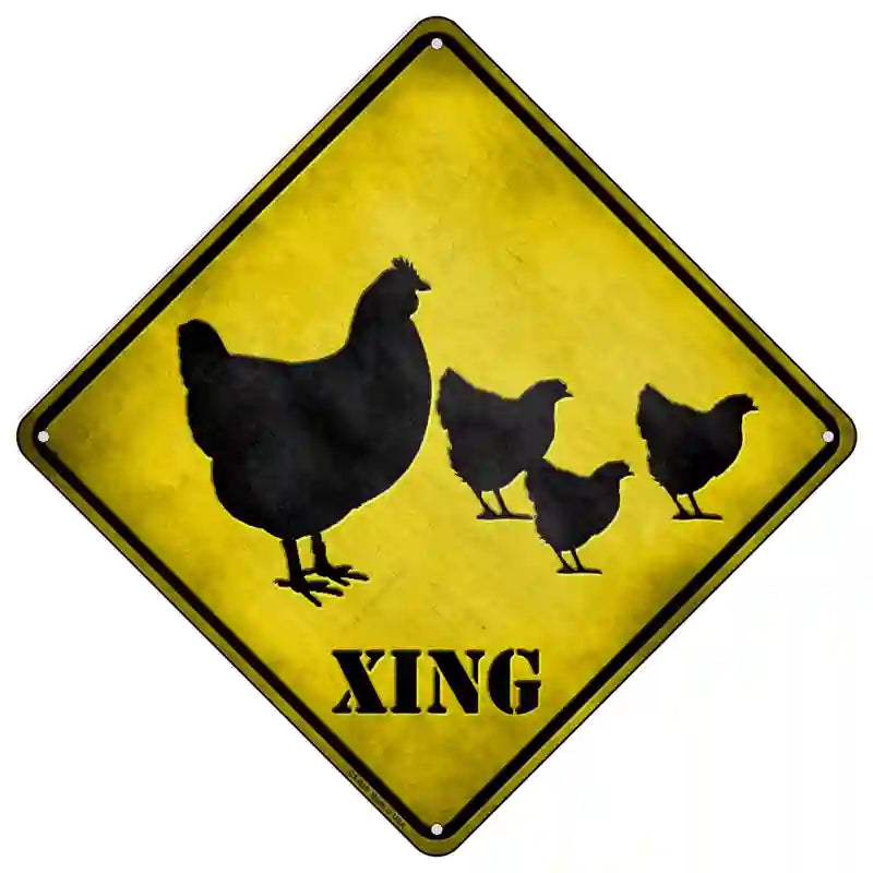 Chicken Xing Novelty Metal Crossing Sign
