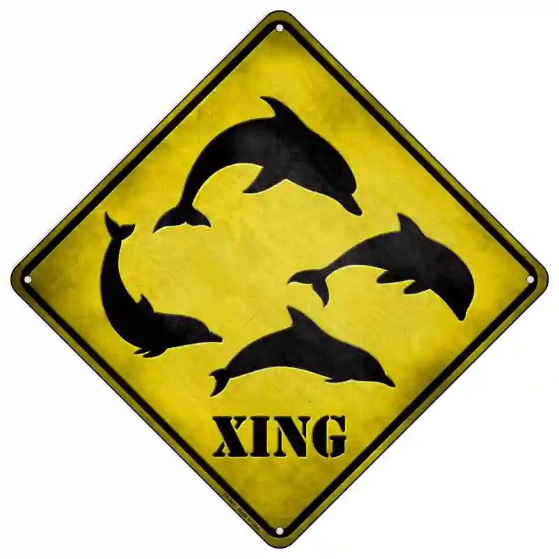 Dolphins Xing Novelty Metal Crossing Sign