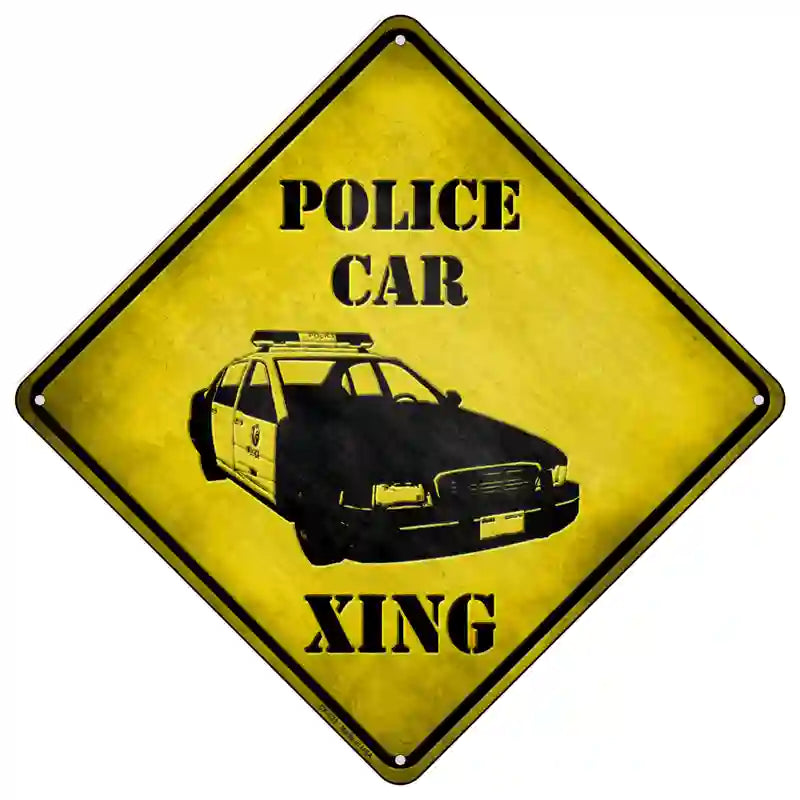 POLICE Car Xing Novelty Metal Crossing Sign