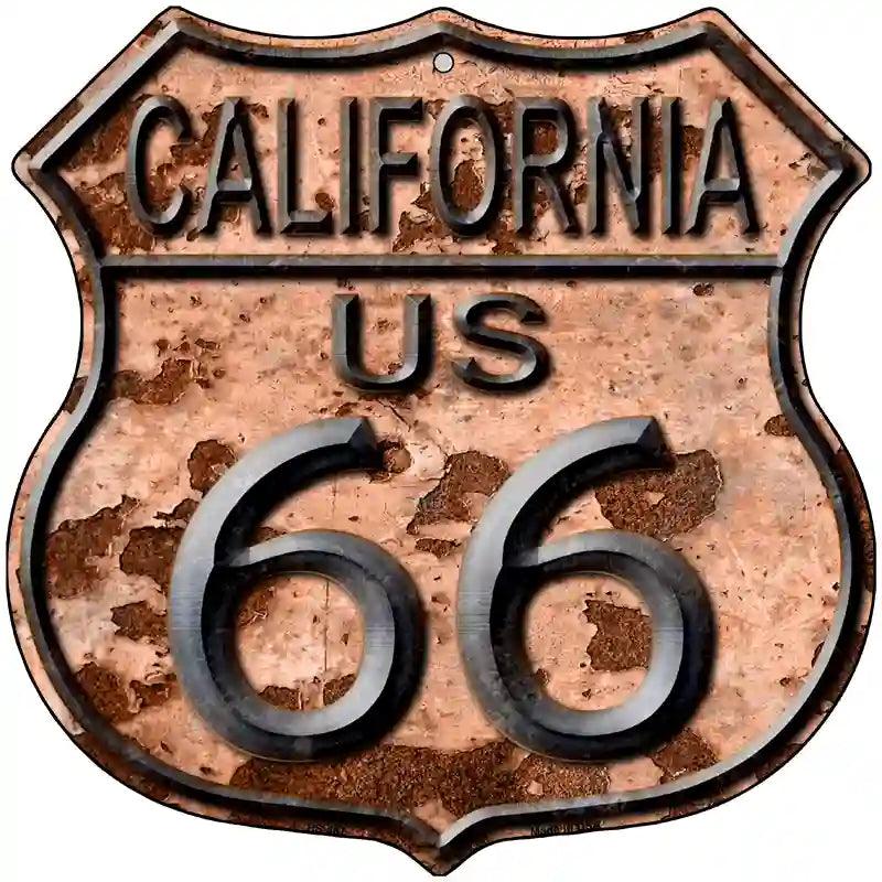 CALIFORNIA Route 66 Rusty Metal Novelty Highway Shield Sign